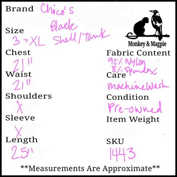 Chicos Tank Top Size 3 US XL Black Microfiber Contemporary Stretch Minimalism - Picture 7 of 7